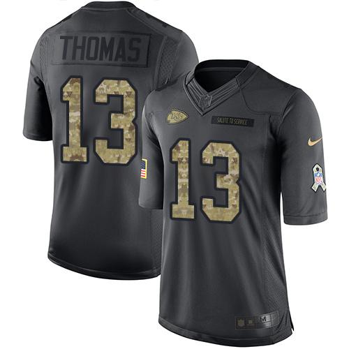 Nike Chiefs #13 De'Anthony Thomas Black Men's Stitched NFL Limited 2016 Salute to Service Jersey